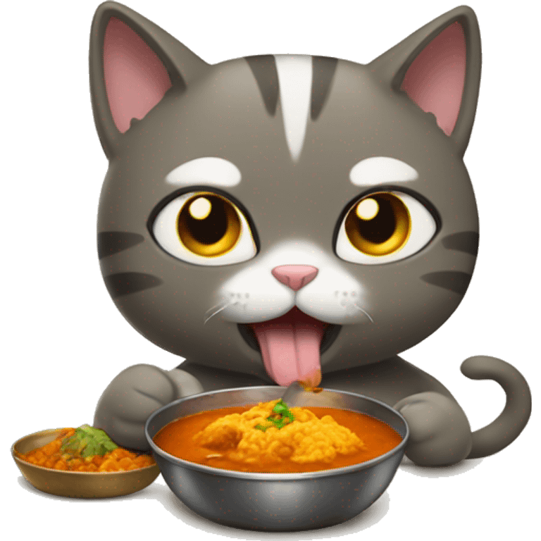 Cat eating curry emoji