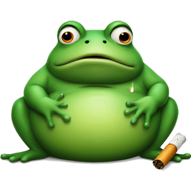 Fat Frog with a cigarette emoji