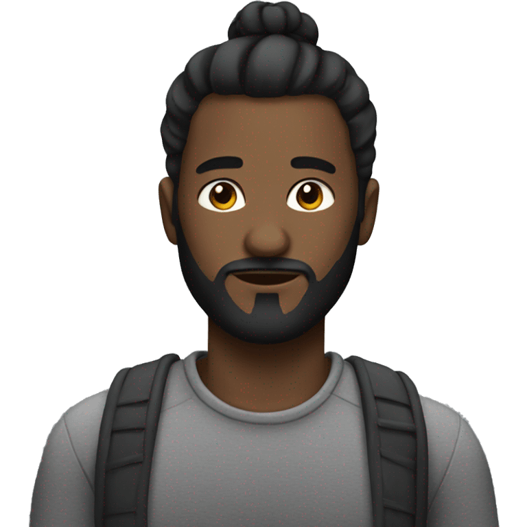 Dark man with bun and beard emoji