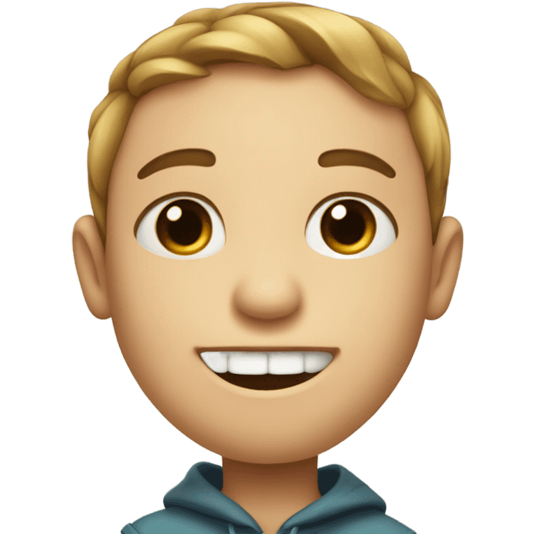 Boy with dimple on right side of face when smiles and arrow stuck in it emoji