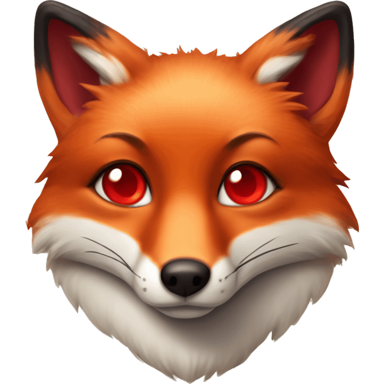 deep lush red fox face with tiny red heart in eyes emoji