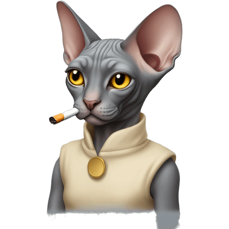 Sphynx cat smoking a cigarette emoji