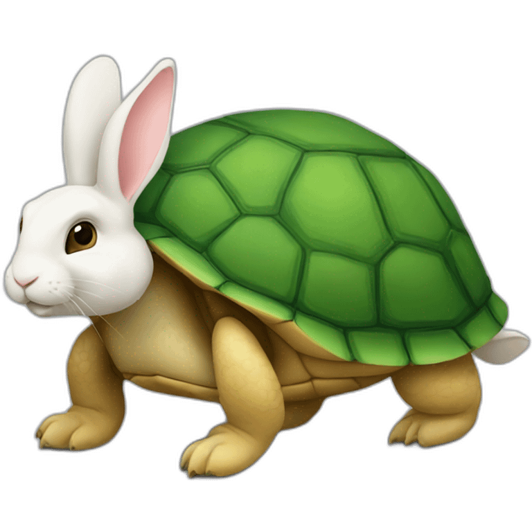 Lapin sur un tortue emoji