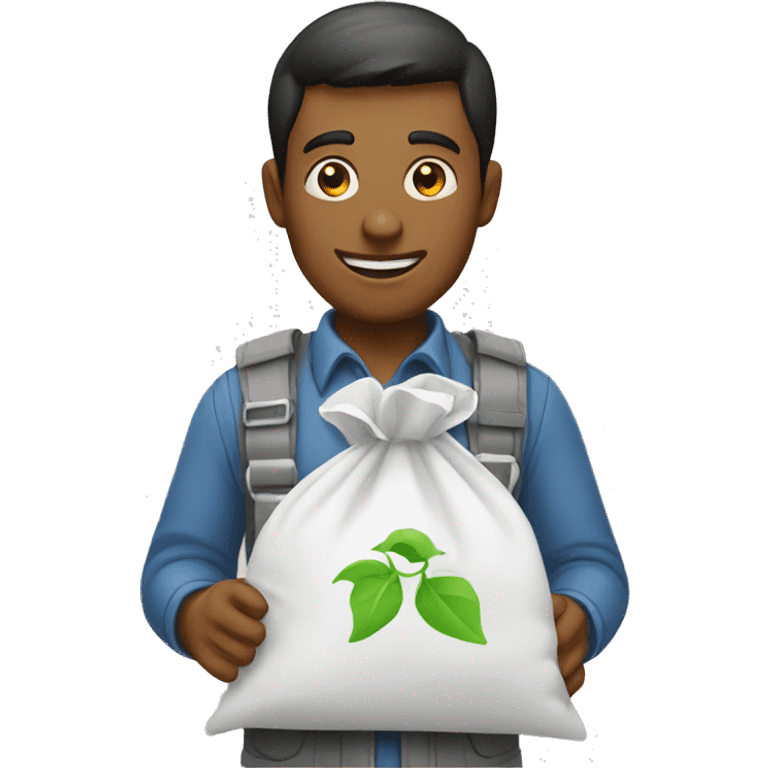 Men delivering laundry bag emoji