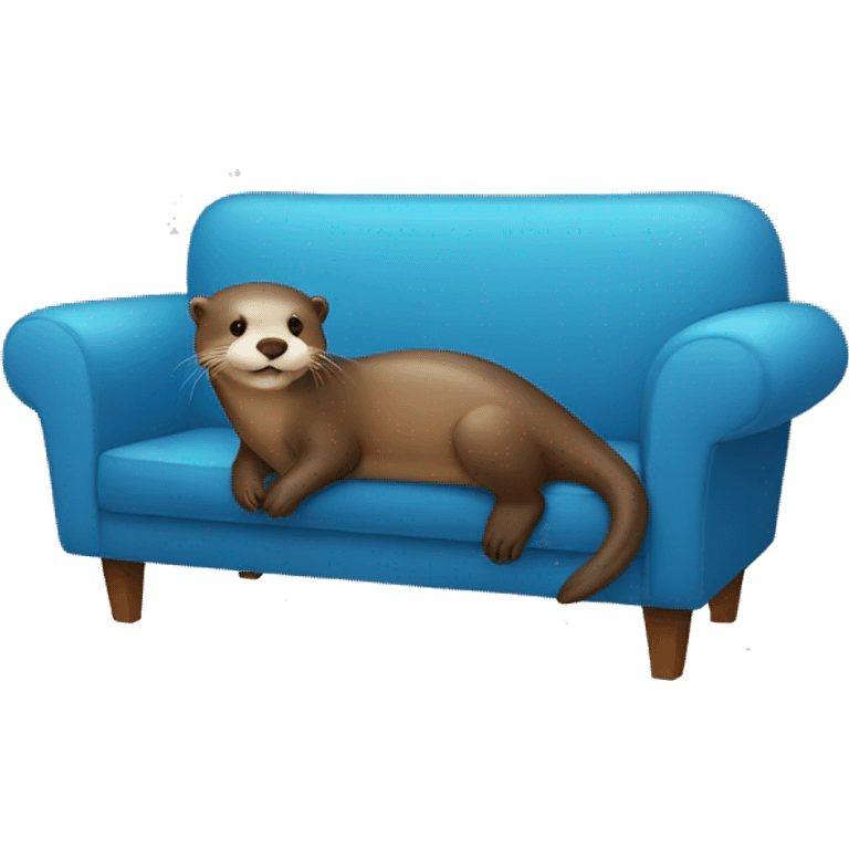 happy otter chilling on a blue couch emoji