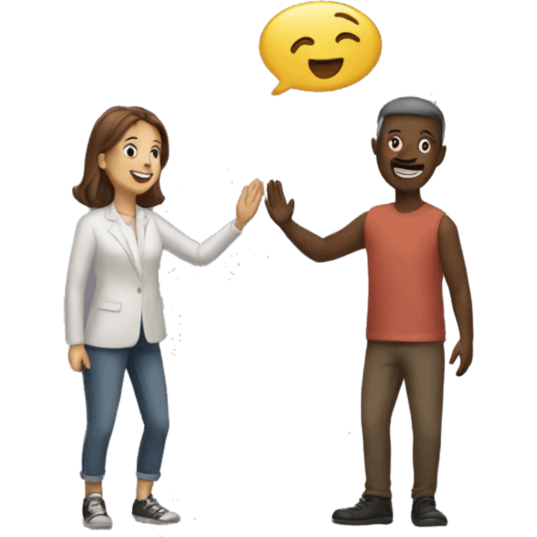 two people leaving each other while waving hands at each other emoji