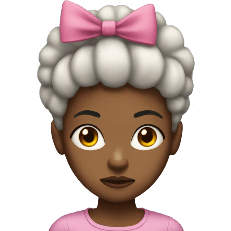 Black girl with short Afro with bow with annoyed face expression  emoji