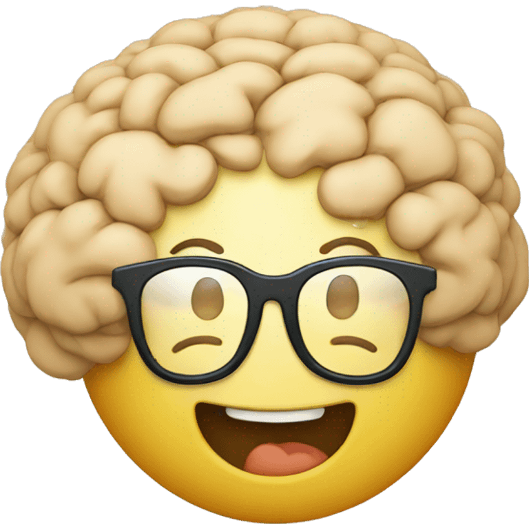 Happy brain with glasses emoji