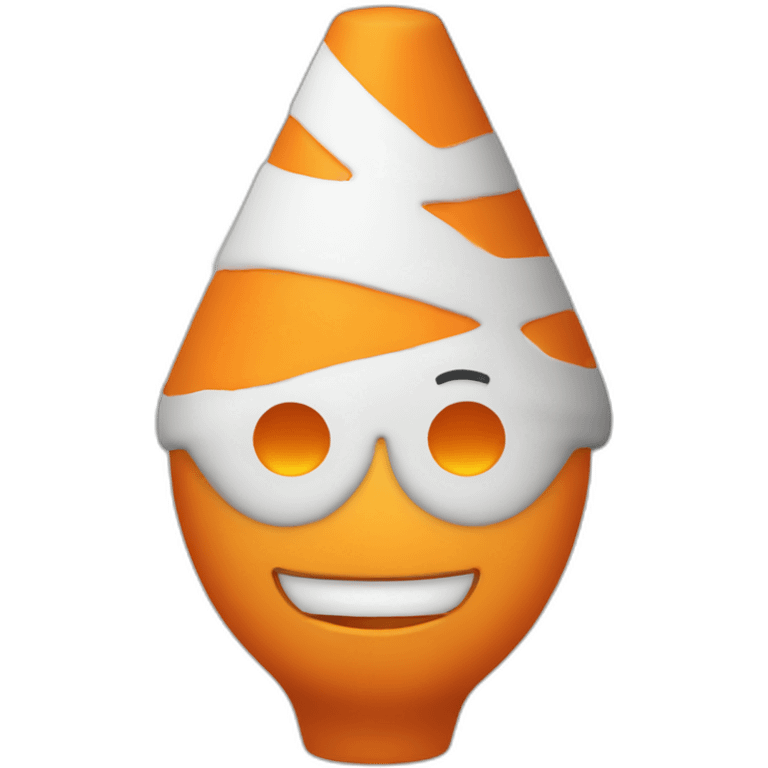 White head orange cone on head emoji