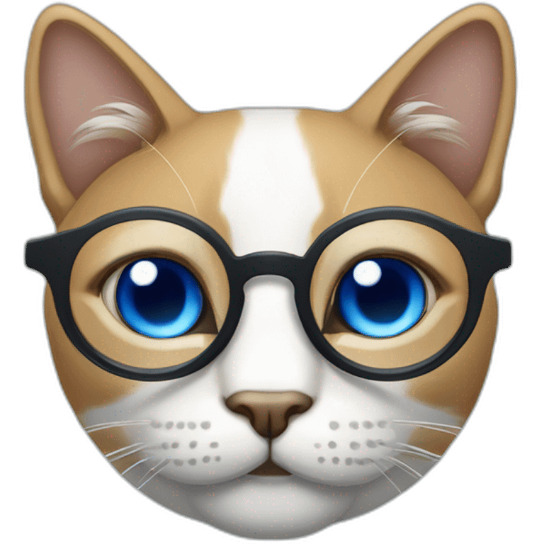 Gato con lentes con un lente trasparente y otro de color azul  emoji