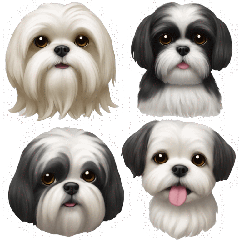 black and maltese shihtzu with a cashew emoji