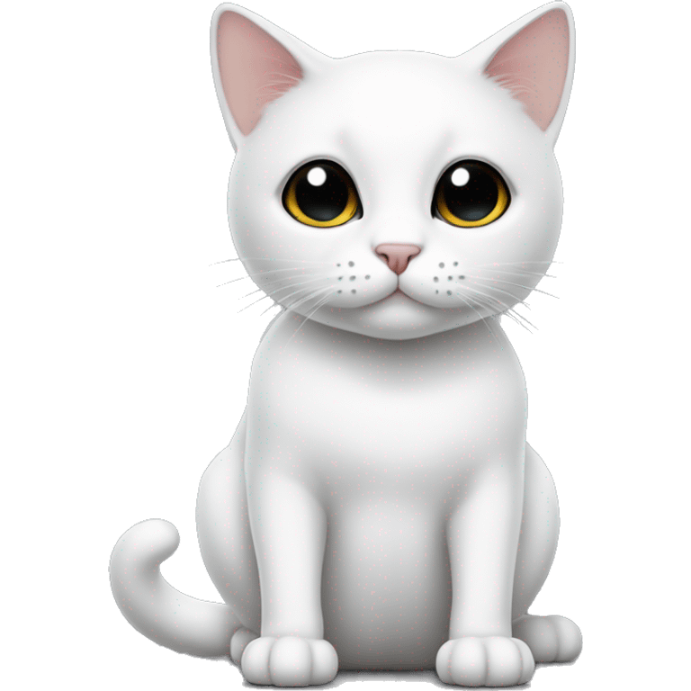 White cat with black spot on it’s head and a black tail emoji