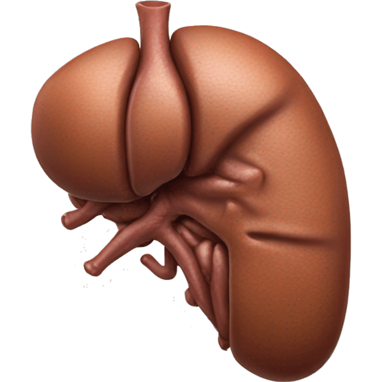 “A realistic image of a human liver, showing its smooth, reddish-brown texture, with clear anatomical details, and subtle shading to highlight its shape and depth.” emoji