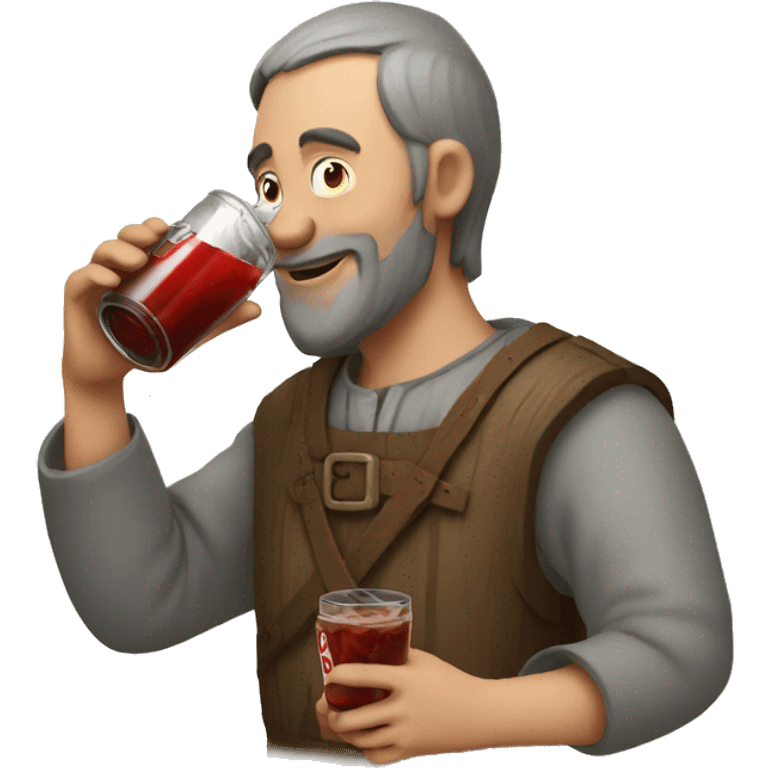 Medieval villager drinking coke emoji