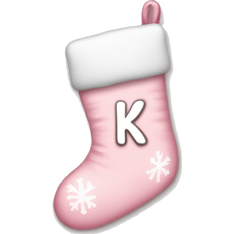  light pink Christmas stocking with letter k emoji