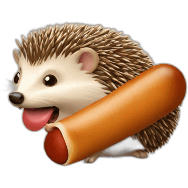 Hedgehog licking sausage emoji