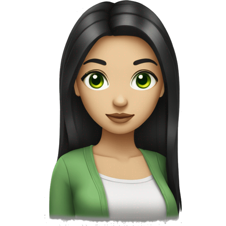 web designer girl with black hair and green eyes emoji