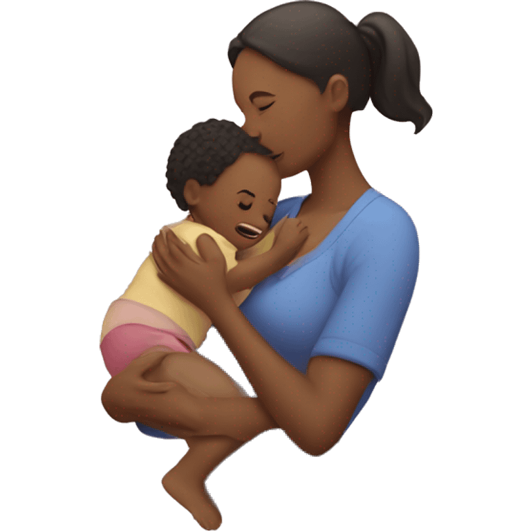 Mom holds the baby in her arms facing each other emoji