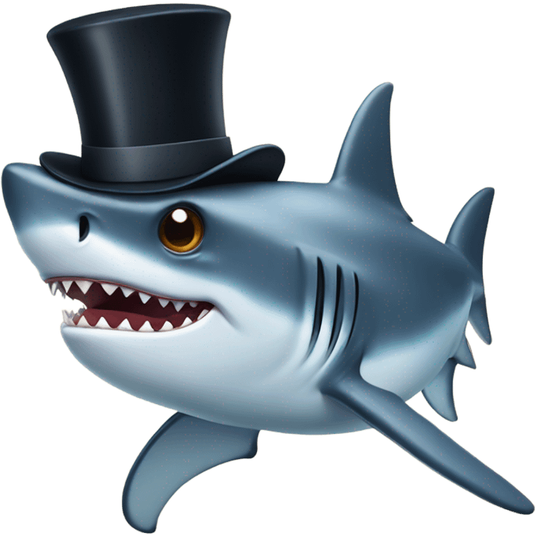 Shark with a top hat emoji