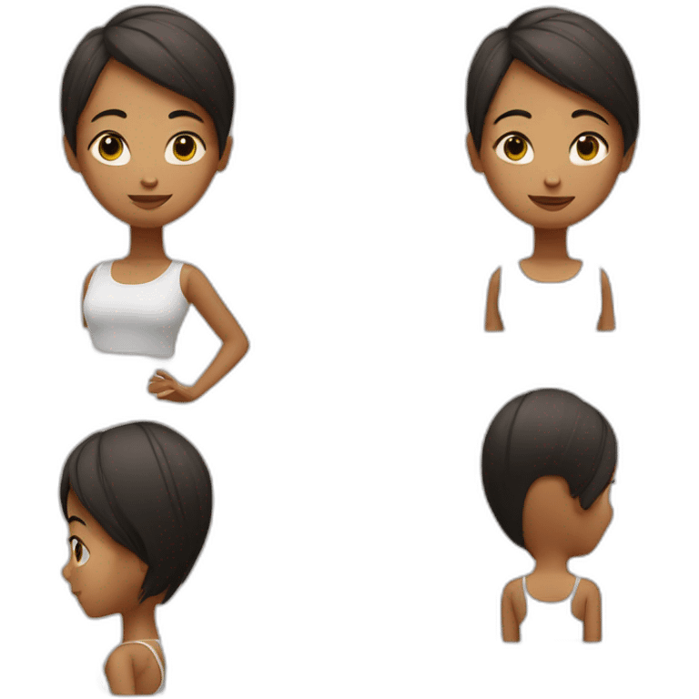 short straight hair girl doing yoga emoji