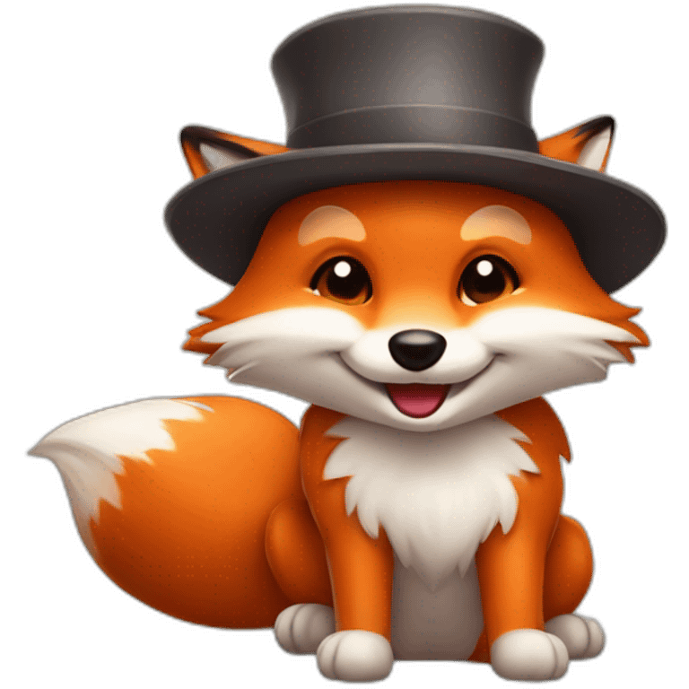 happy fox with a little hat emoji