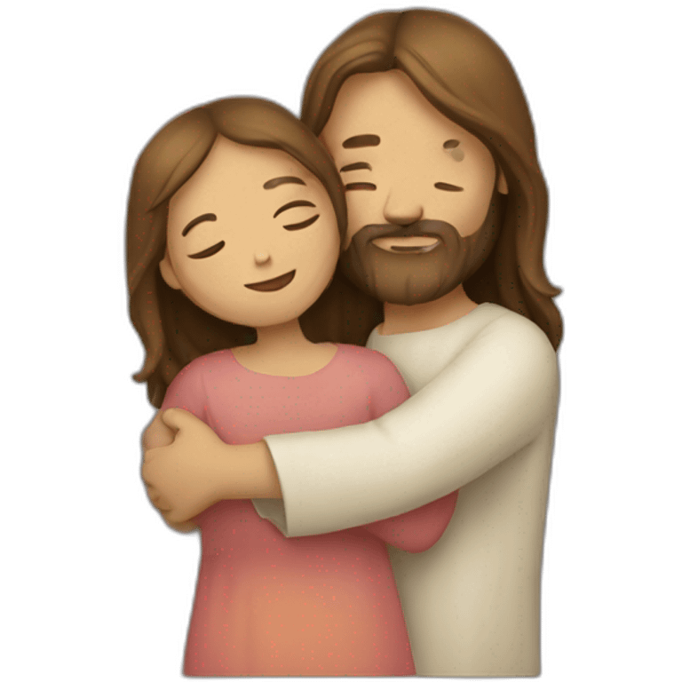 Jesus hugs a girl emoji