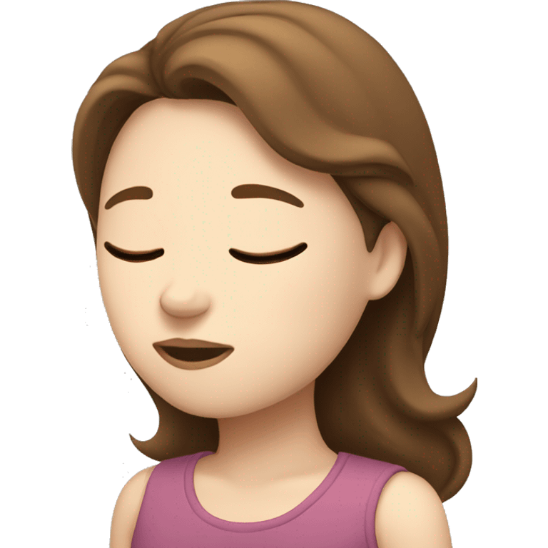 An emoji of a girl with brown hair white skin sleeping emoji