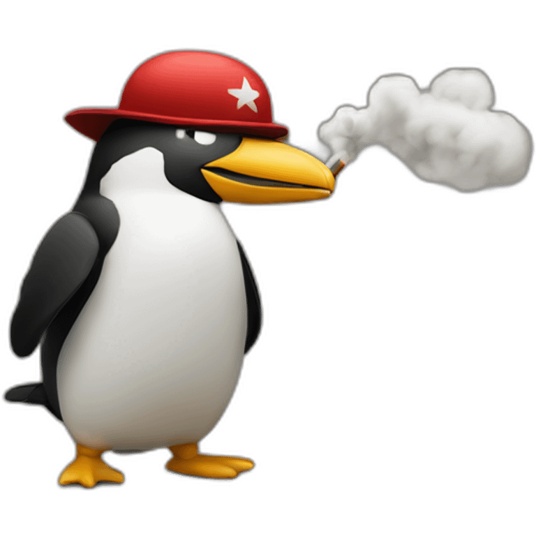 Un pingouin avec la casquette de Che Guevara et fumant un cigare  emoji