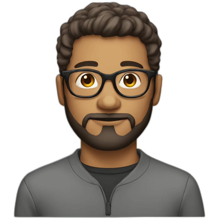 man with thick round glasses short hair and a short beard emoji