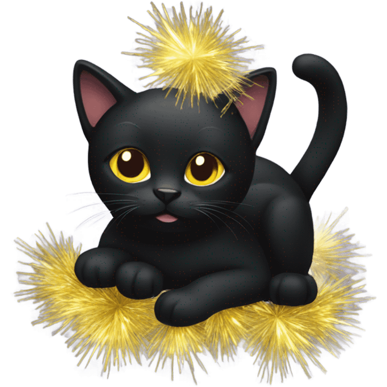 Black Cat wearing tinsel emoji