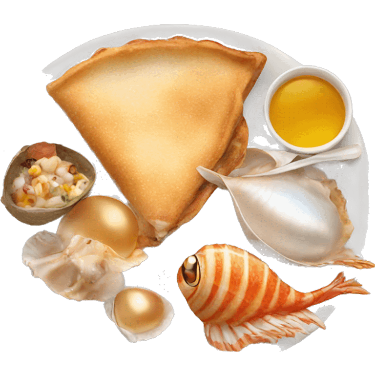 meal with pearl and shell emoji