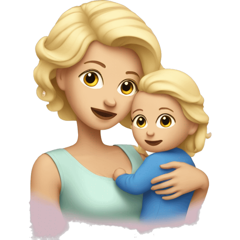 Blonde hair mom with baby  emoji