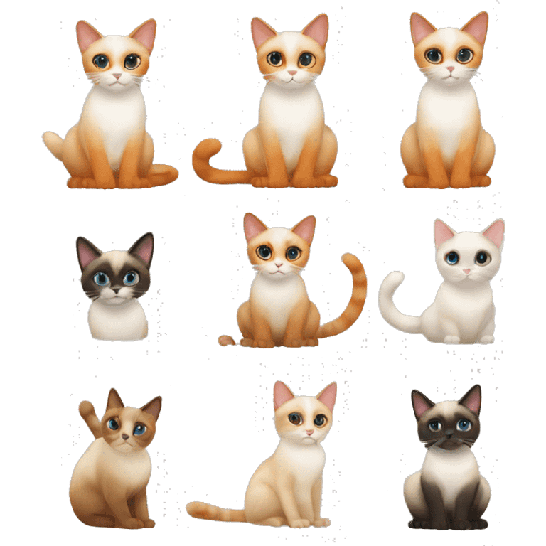 Siamese and orange and white cat emoji