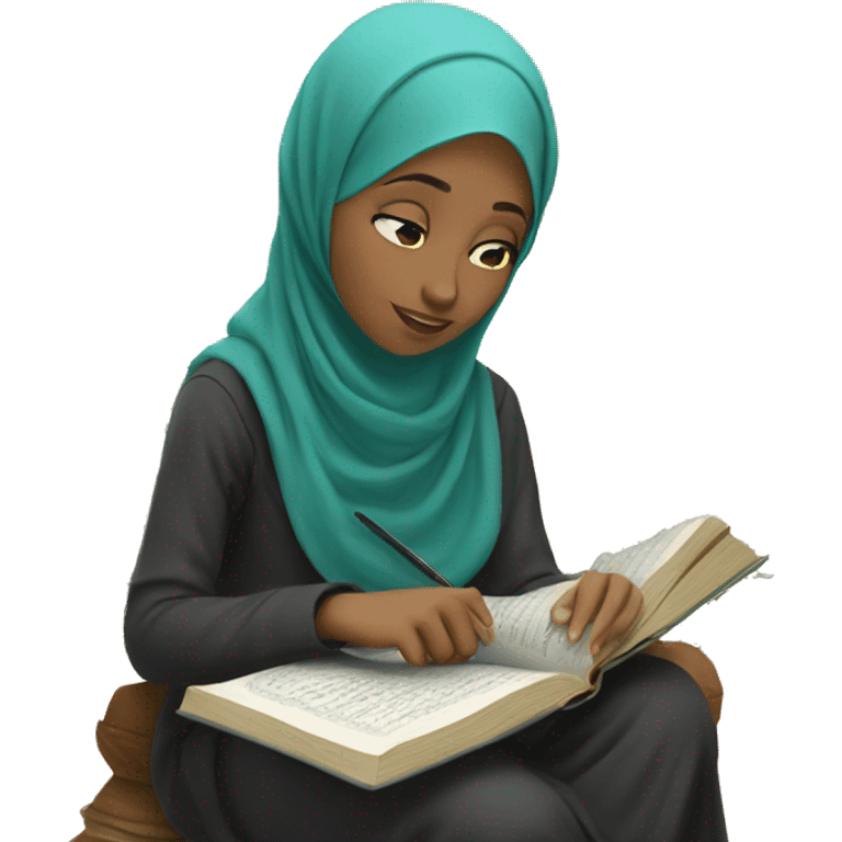 Girl with hijab reading the Quran  emoji