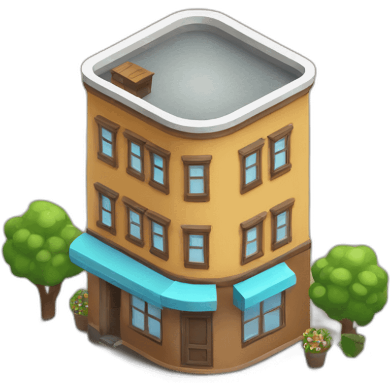 Rounded Coffee house isometric emoji