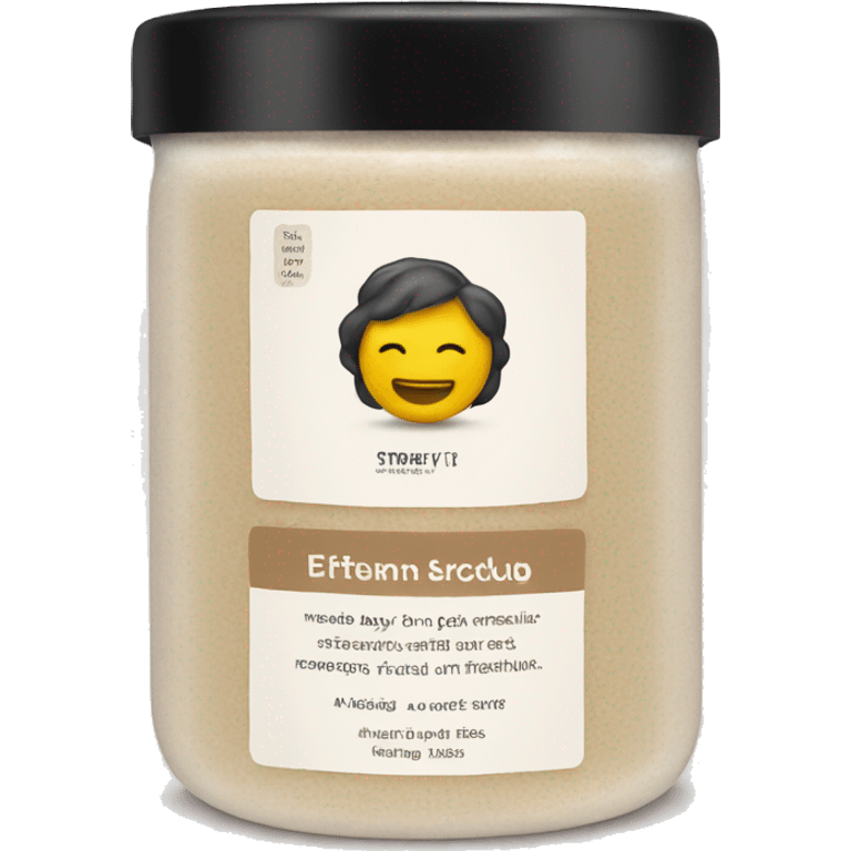 body scrub pot with label emoji