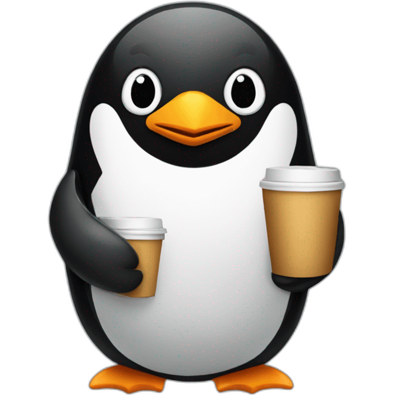 penguin holding coffee emoji