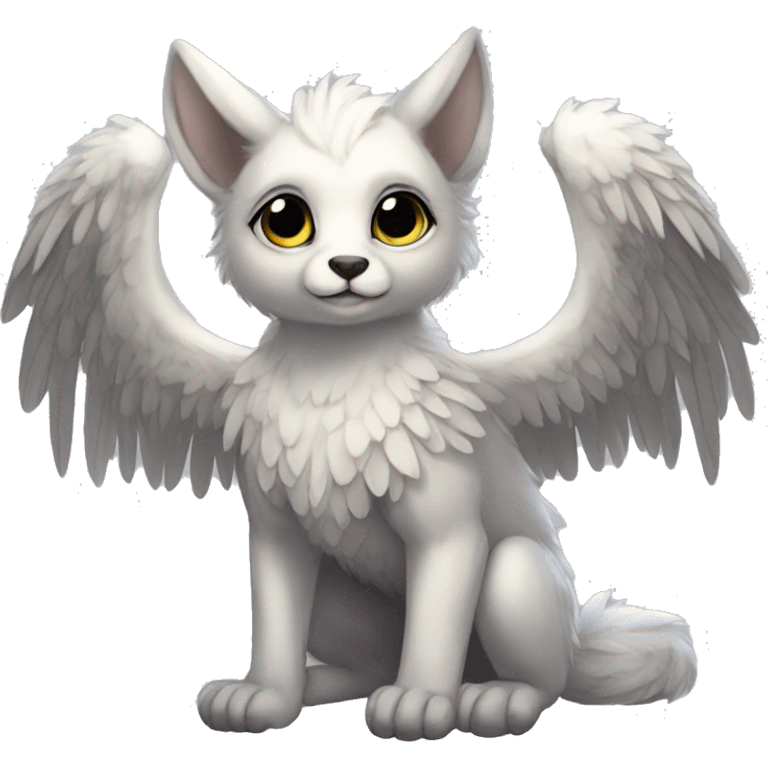 Anthro shy cute winged animal hybrid full body emoji