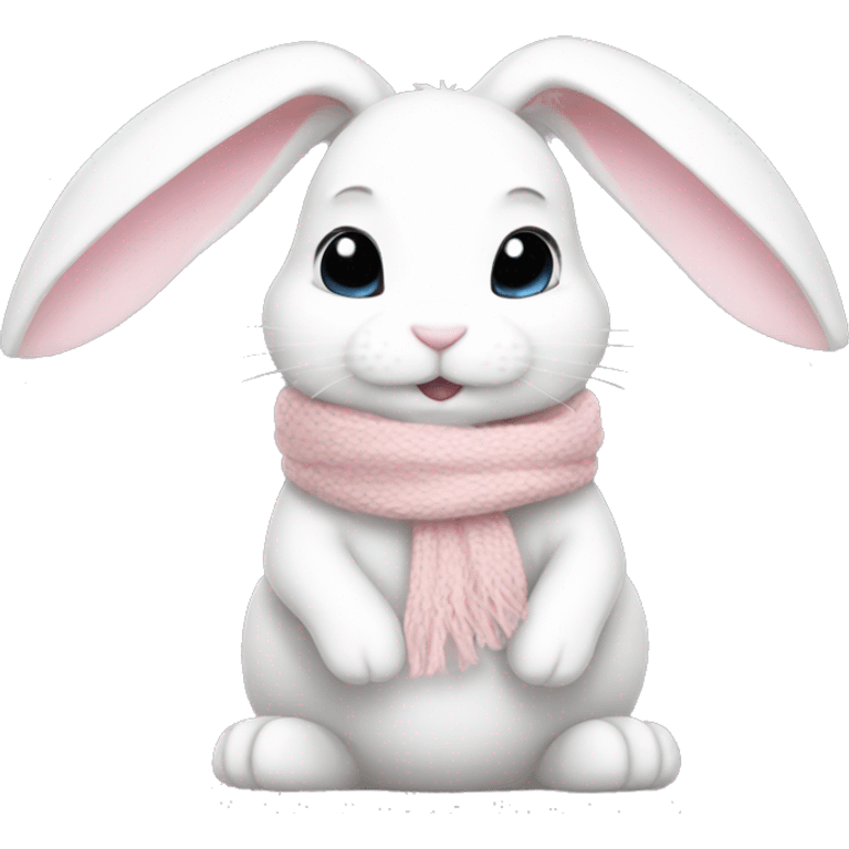 white bunny with pale pink scarf emoji