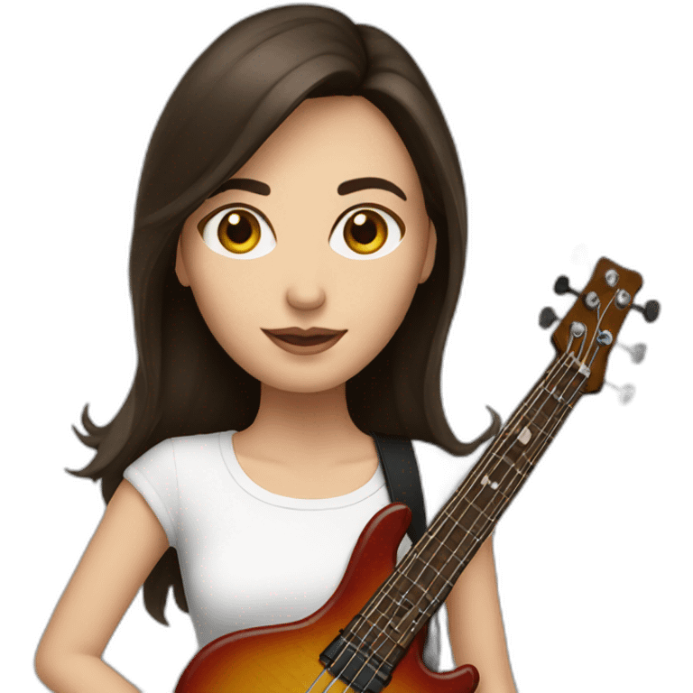 White brunette playing bass emoji