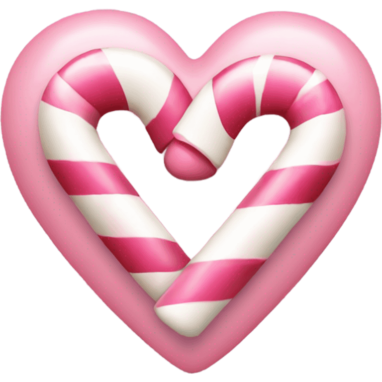 Light pink heart with candy cane emoji