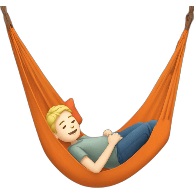 a white kid laying in orange hammock emoji