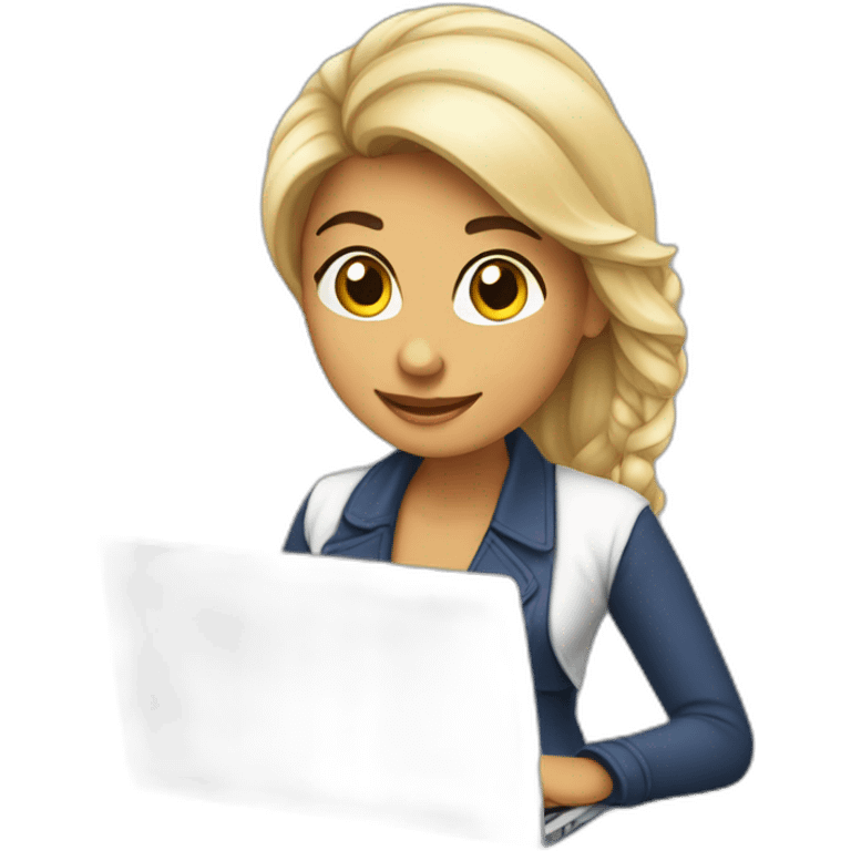 Quiero un emoji de una mujer latina emprendedora CON SU LAPTOP emoji