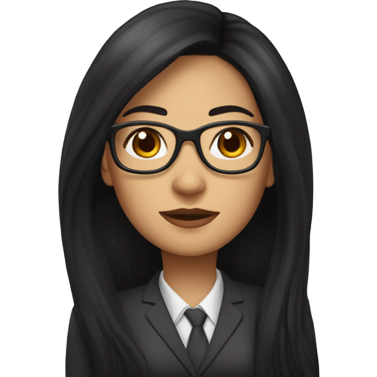 Female defense attorney with long black hair with glasses emoji