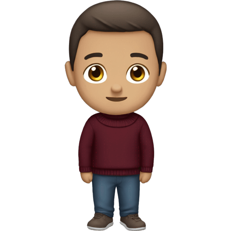 winter, christmas, hispanic, short brown hair, boy, brown eyes, child, full body, burgundy sweater emoji