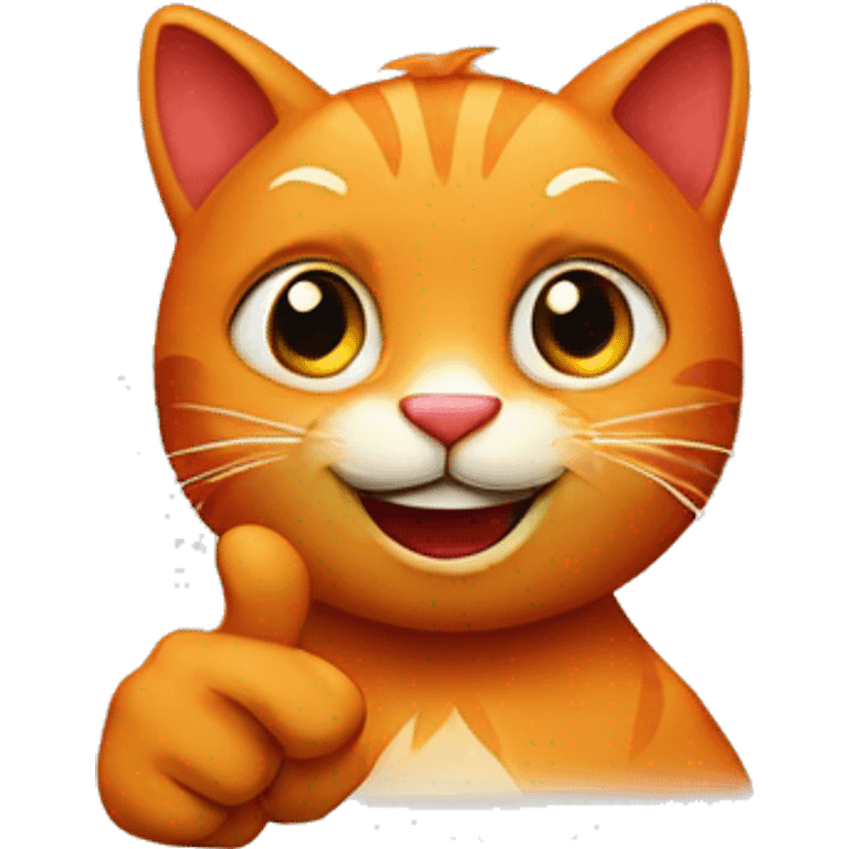 red cat with thumbs up emoji