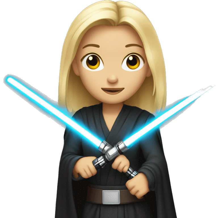 blonde girl with lightsaber emoji