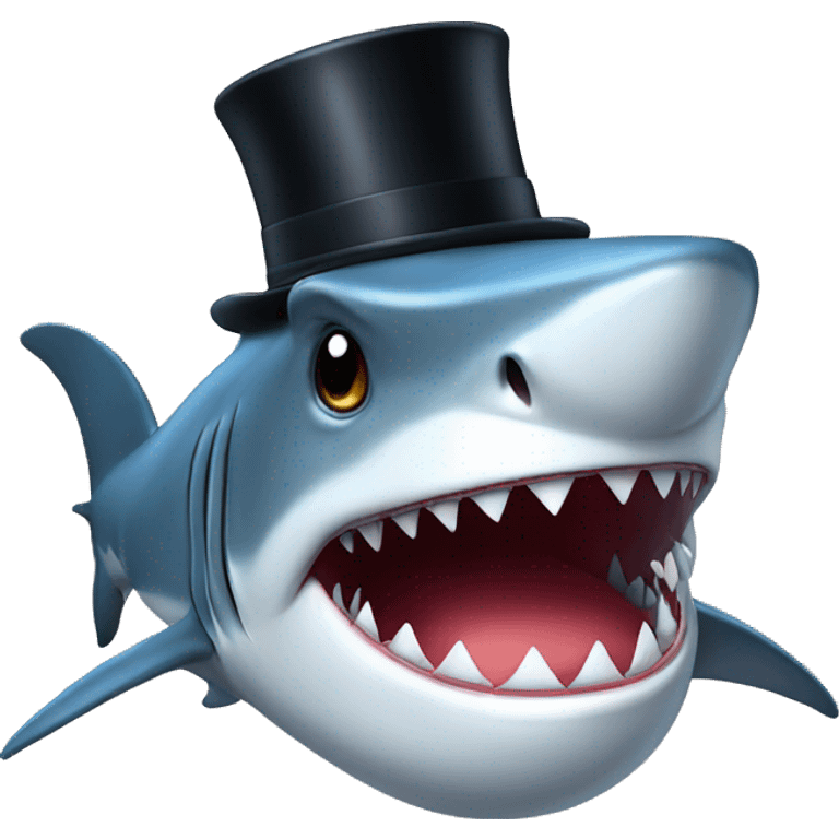 Shark with a top hat emoji