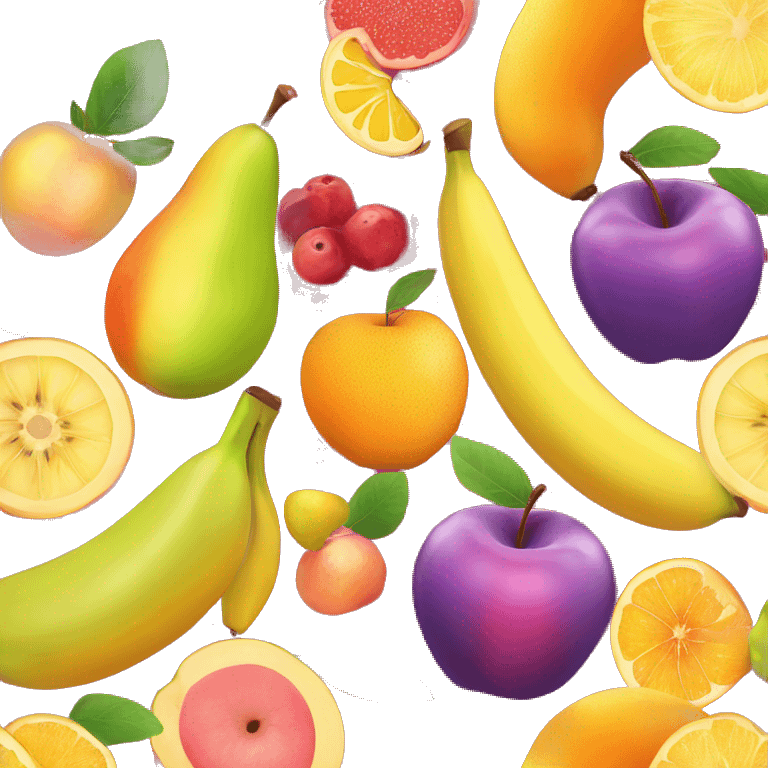 Apple banana orange mango pear plum pomegranate guava papaya lemon fruits emoji