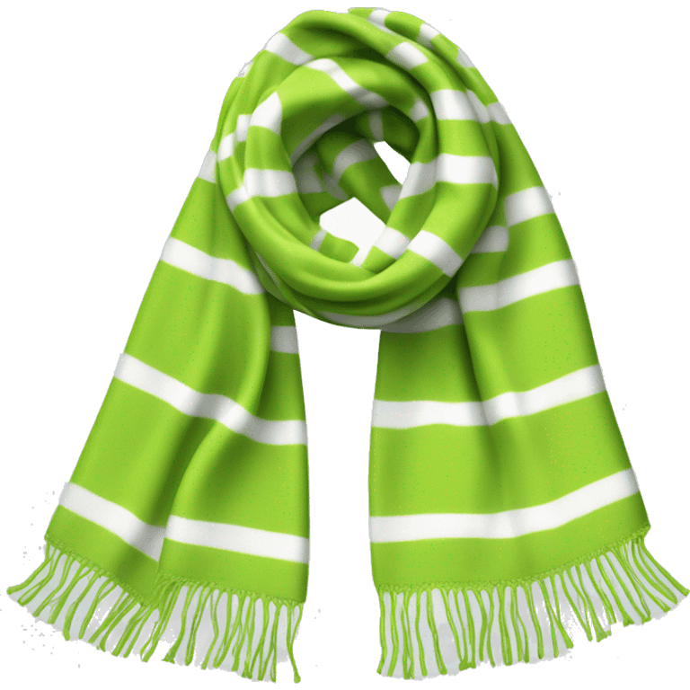 Realistic lime green and white stripe winter scarf isolated. emoji